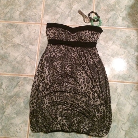 Gray and Black Mini Leopard Party Dress size 2 - Picture 1 of 2